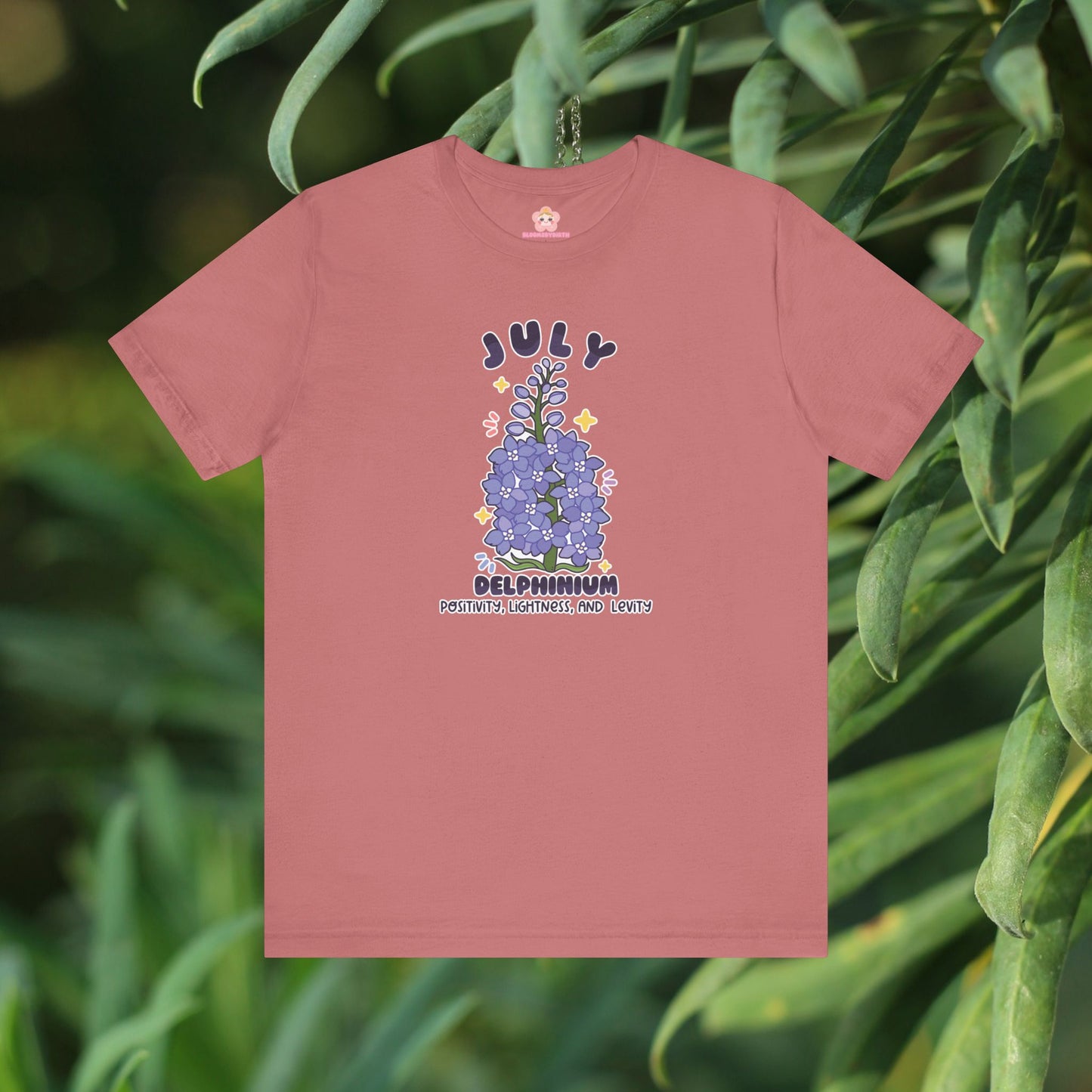 July Birth Flower T-Shirt | Delphinium | Unique Birthday Gifts for Her | BloomsByBirth Floral Tees
