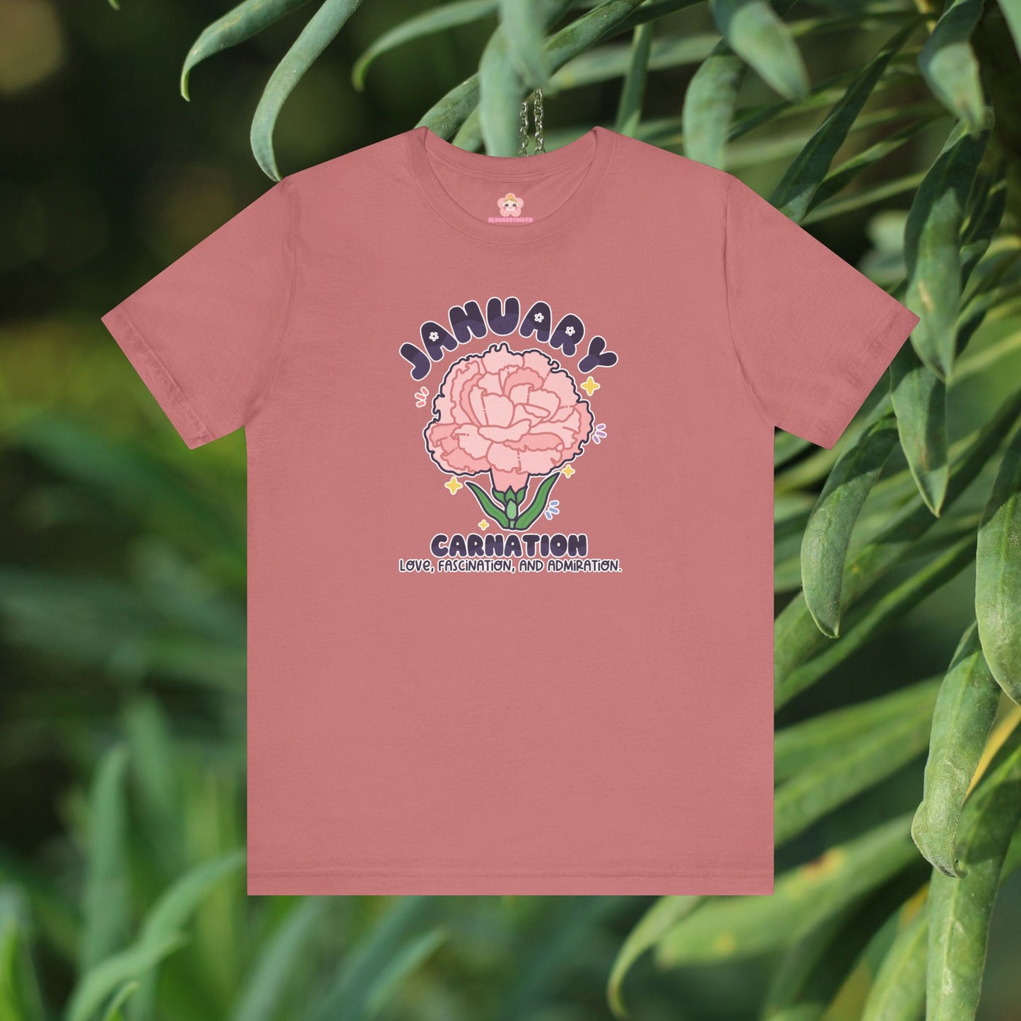 January Birth Flower T-Shirt | Carnation | Unique Birthday Gifts for Her | BloomsByBirth Floral Tees