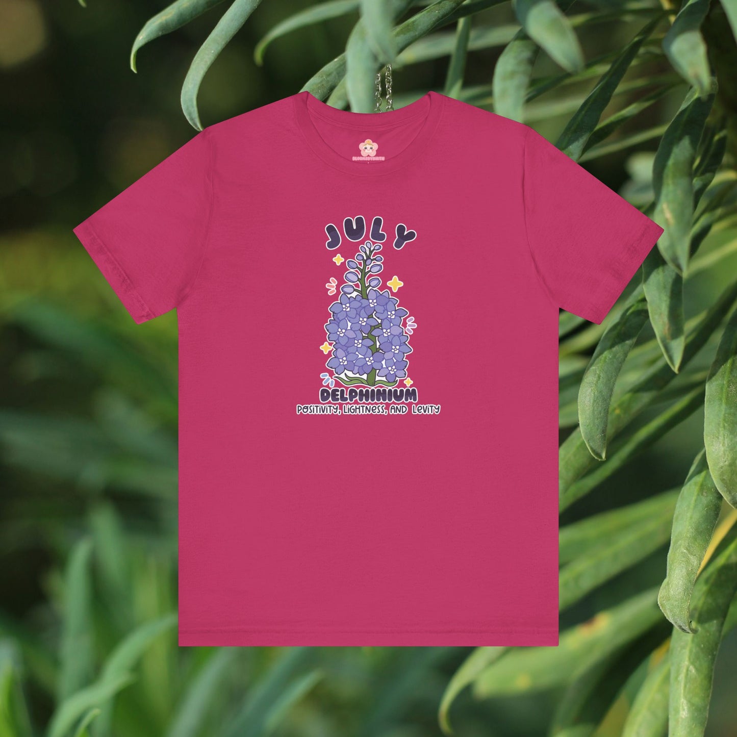 July Birth Flower T-Shirt | Delphinium | Unique Birthday Gifts for Her | BloomsByBirth Floral Tees