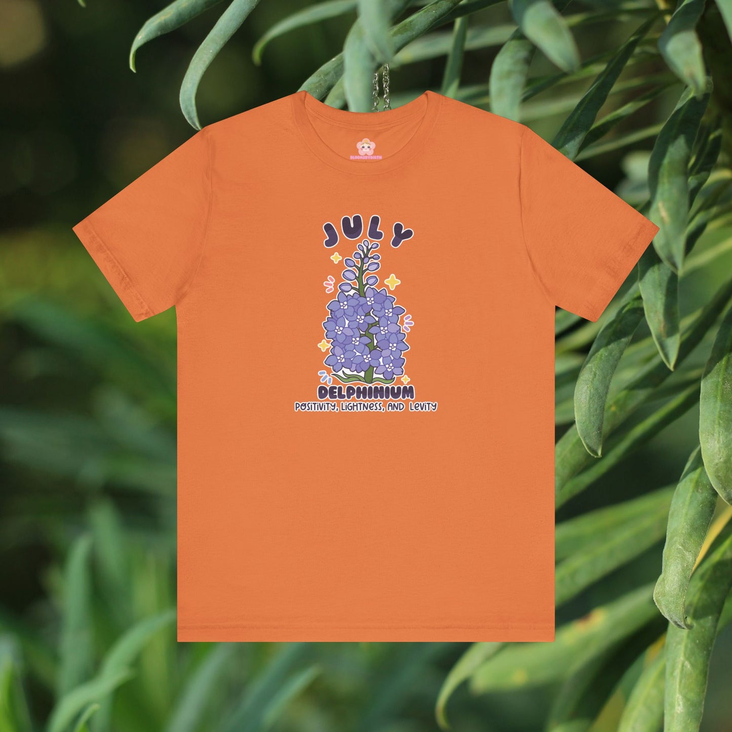 July Birth Flower T-Shirt | Delphinium | Unique Birthday Gifts for Her | BloomsByBirth Floral Tees