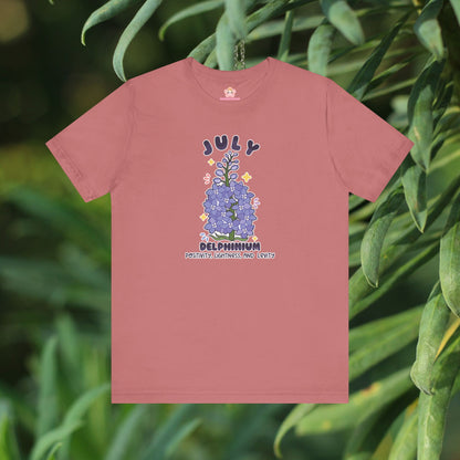 July Birth Flower T-Shirt | Delphinium | Unique Birthday Gifts for Her | BloomsByBirth Floral Tees