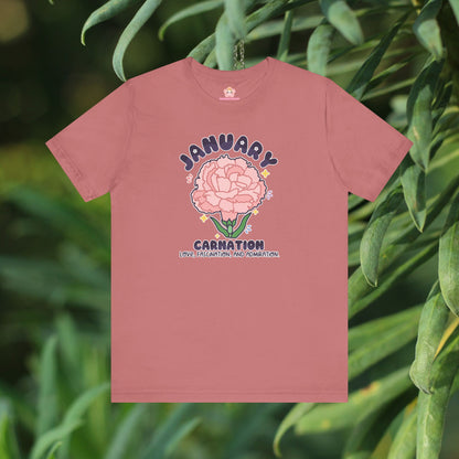 January Birth Flower T-Shirt | Carnation | Unique Birthday Gifts for Her | BloomsByBirth Floral Tees