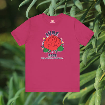 June Birth Flower T-Shirt | Rose | Unique Birthday Gifts for Her | BloomsByBirth Floral Tees