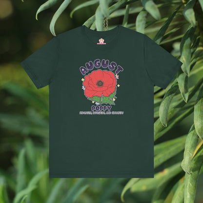 August Birth Flower T-Shirt | Poppy | Unique Birthday Gifts for Her | BloomsByBirth Floral Tees