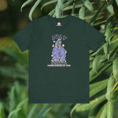 July Birth Flower T-Shirt | Delphinium | Unique Birthday Gifts for Her | BloomsByBirth Floral Tees