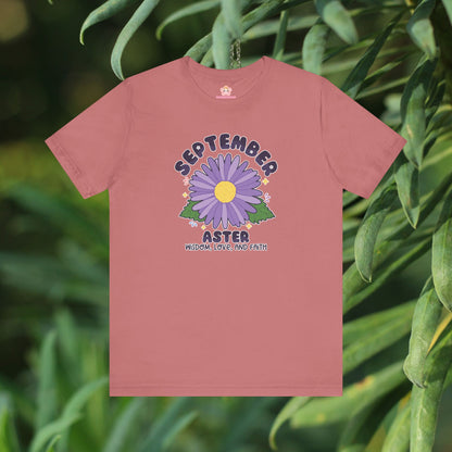 September Birth Flower T-Shirt | Aster | Unique Birthday Gifts for Her | BloomsByBirth Floral Tees