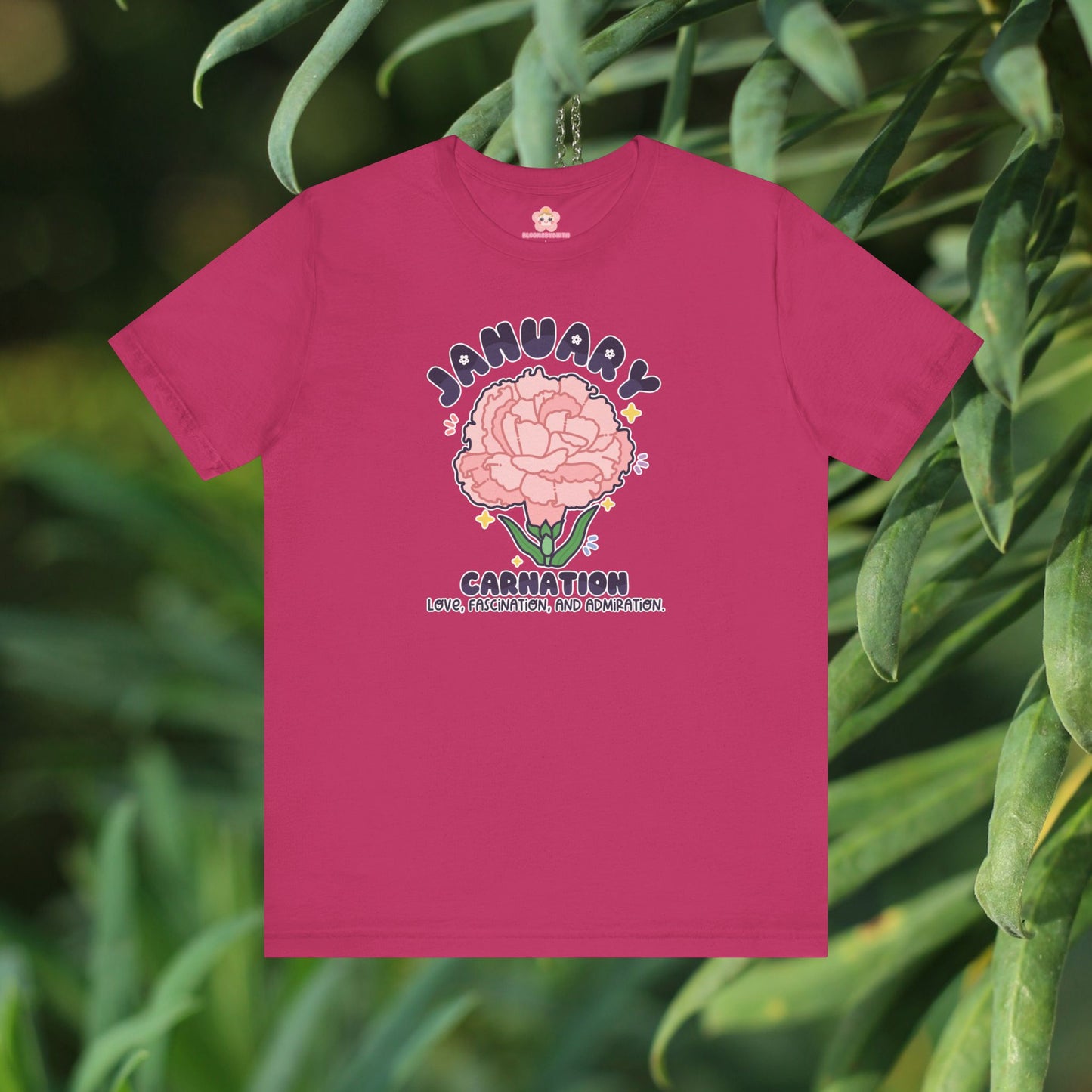 January Birth Flower T-Shirt | Carnation | Unique Birthday Gifts for Her | BloomsByBirth Floral Tees