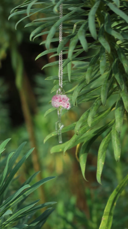 January Birth Flower Necklace - Carnation Design on Acrylic with Sterling Silver Chain